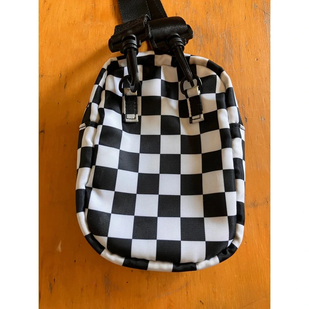 Crossbody Bag Small Black White Checkered Festival Shoulder Bag